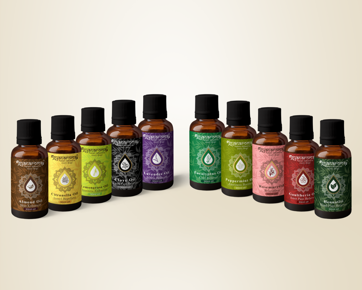 Essential Oil Pack - Gyanaroma (30ml Each)