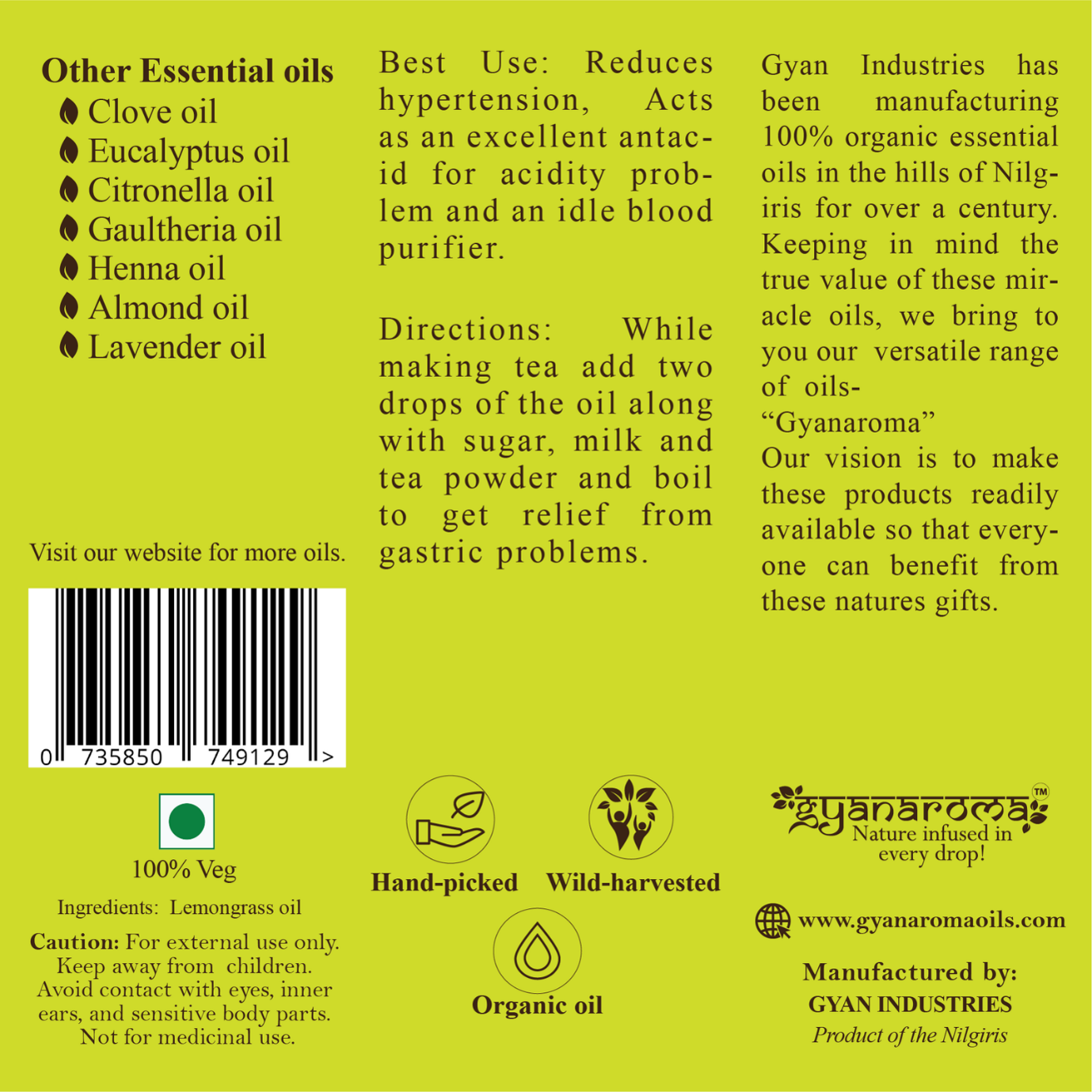 Lemongrass Oil - Gyanaroma