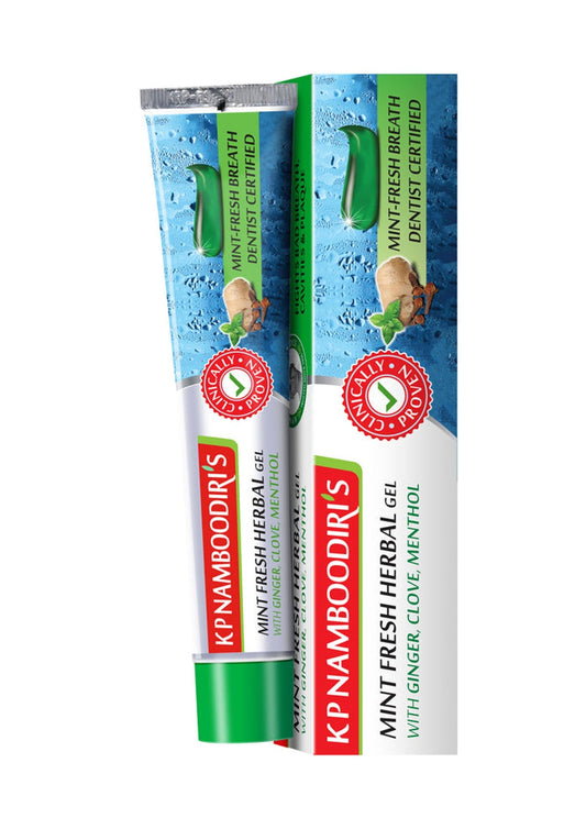 Mint Fresh Herbal Gel Toothpaste with Ginger, Clove & Mint - K P Namboodiris