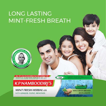 Mint Fresh Herbal Gel Toothpaste with Ginger, Clove & Mint - K P Namboodiris